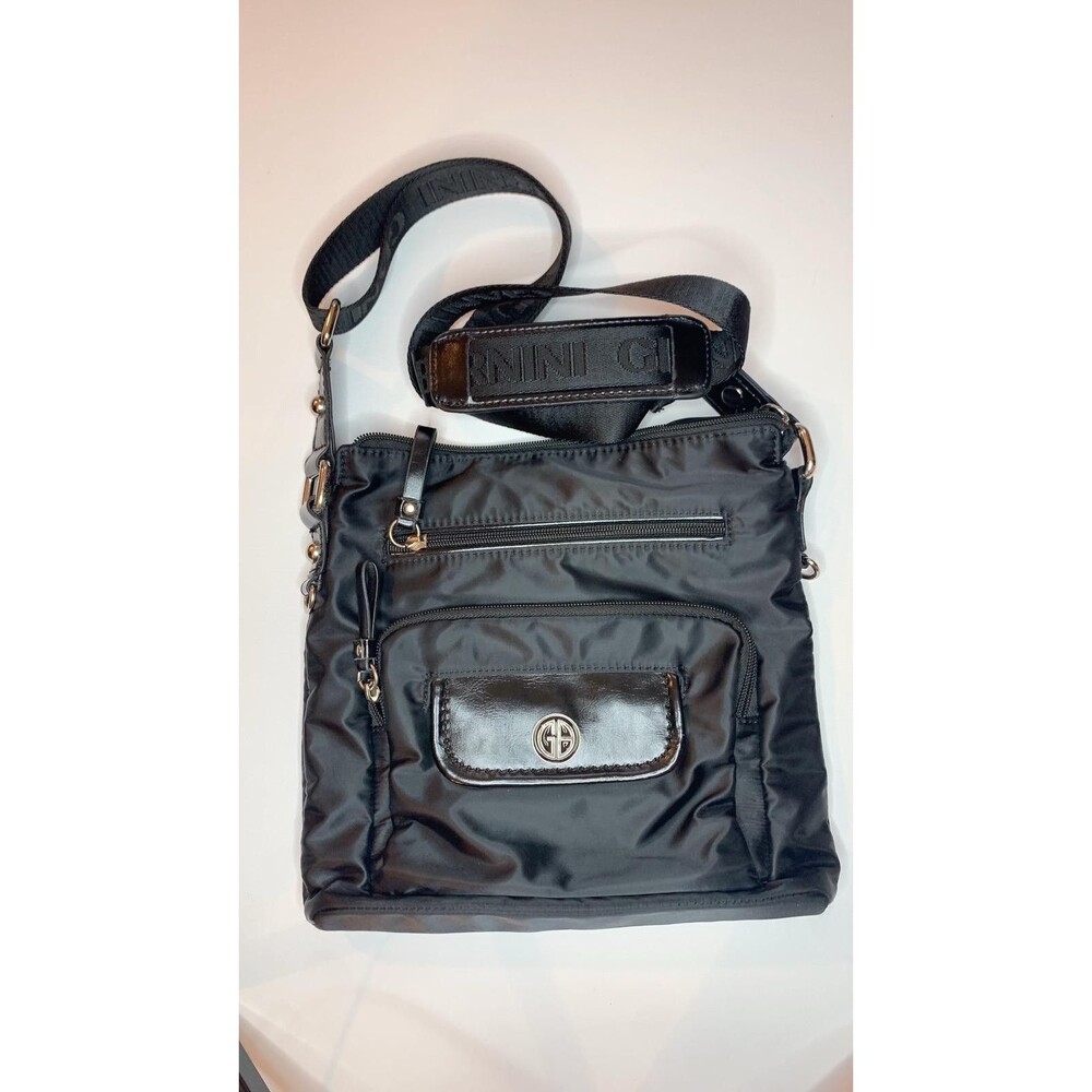 Giani Bernini Black Nylon Crossbody Bag Messenger Purse Purple Lining...